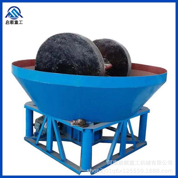 双轮碾金机 1米2选金铜湿碾子 矿山稀贵金属研磨湿碾机厂提供试机