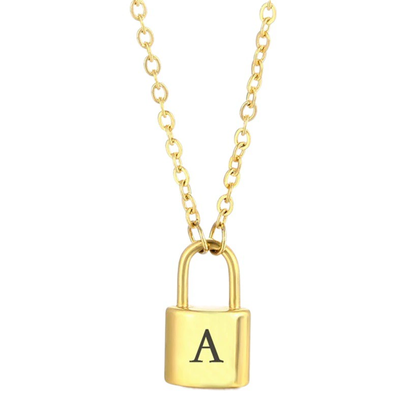 2021 Новое ожерелье из нержавеющей стали 26 Английских Букв с замком для мужчин и женщин концентрический замок кулон с буквой В наличии