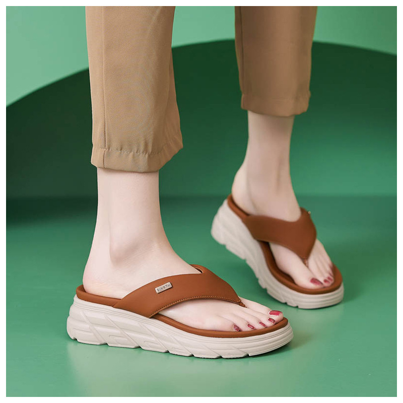 Dép sandal nữ xỏ ngón đế bệt chống trượt thoáng khí mùa xuân hè 2025 — Màu nâu, Màu đen, Màu mơ chi tiết 7