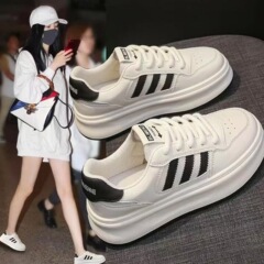 厚底小白鞋女款2025年新款增高板鞋百搭休闲学生运动女鞋001