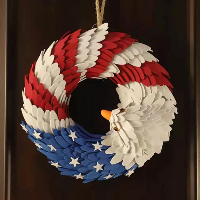 Cross Border Amazon USA Independence Day Garland 10 15 Inch Per Share Cross Flag Patriotic Eagle Garland Diy Accessories