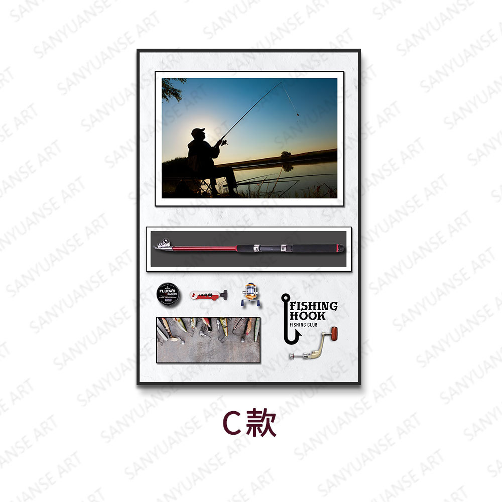 Pintura colgante de pesca de Luya Restaurante junto al mar Restaurante Pescado Mariscos Tienda de productos acuáticos Pescado Tienda Pintura decorativa