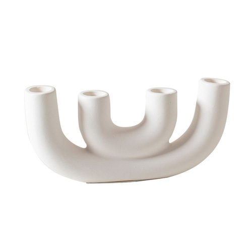 Nordic white ceramic candlestick candlelight dinner props romantic candle holder home dining table tabletop decorations