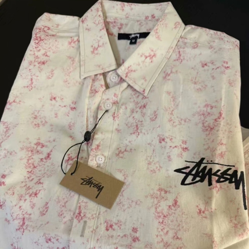 Cross-Border Stussy Japanese-Style Printed Shirt Dice Series Pattern Print American Retro Tie-Dye Shirt