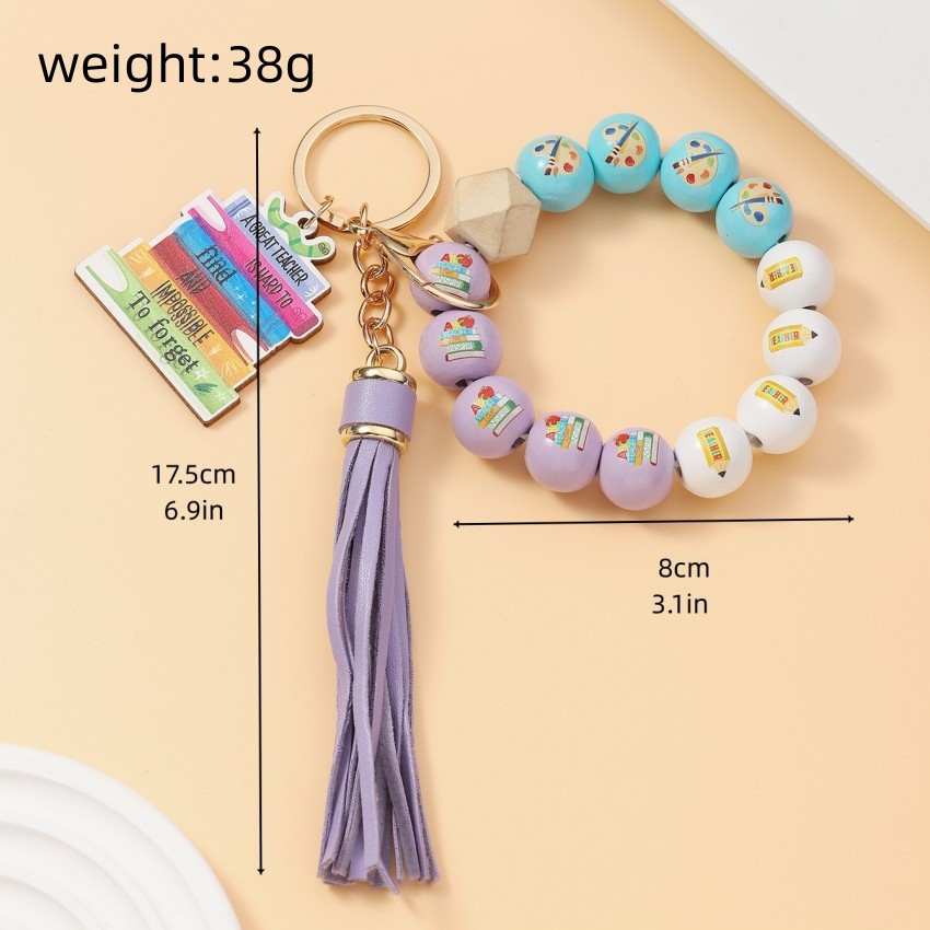 35g Weight Keychain Classification 1 Piece Quantity School, Graduation Occasion Acrylic, Wood Material Teachers' Day Festival Book, Letter, Tassel Pattern Unisex Gender Beaded Design Modern Style Style Modern Style Book Letter Tassel Arylic Wood Beaded Teachers' Day Unisex Keychain 无