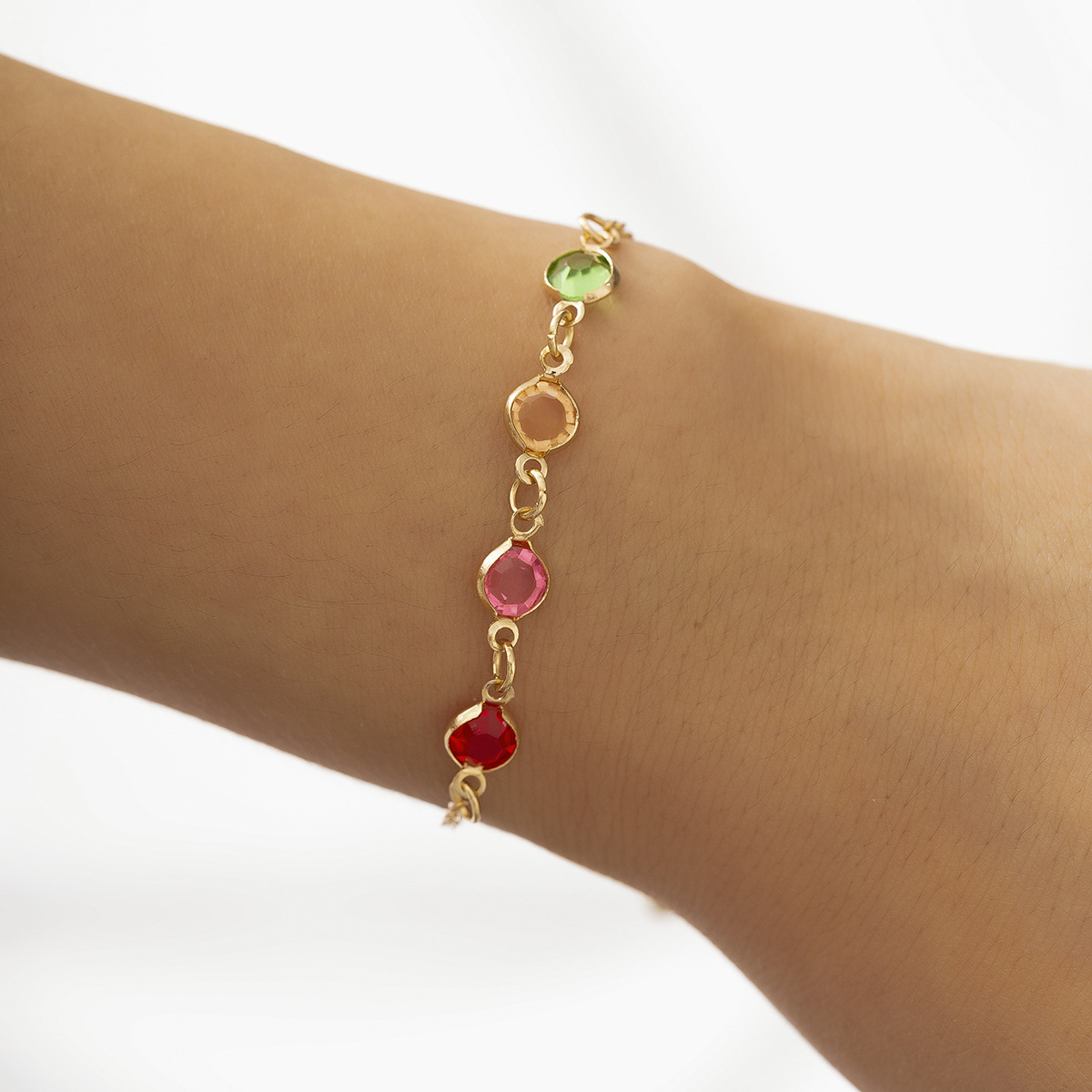 Fashion Round Copper Bracelets Inlay Artificial Crystal Copper Bracelets