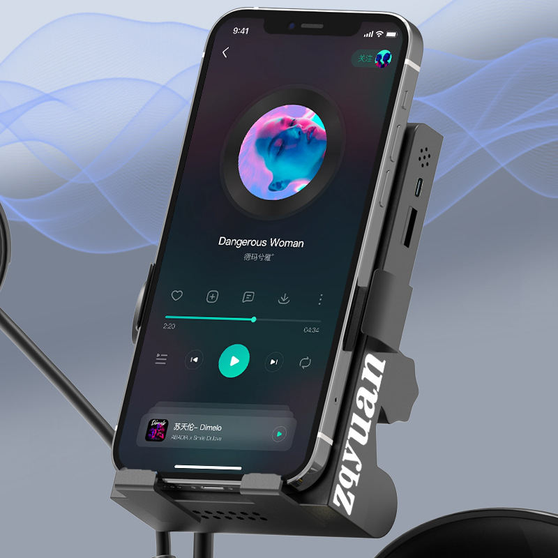 New Electric Vehicle Phone Holder, Motorcycle and Bicycle Outdoor Riding Phone Holder with Audio, Cross-Border Hot Item