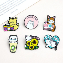 猫咪金属胸针 可爱猫猫徽章照相机小猫胸章个性衣服扣针包包配饰