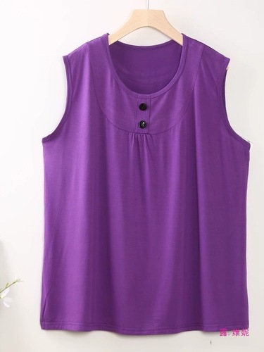 Relaxed Plus Size Fat Button Camisole Top for Women, Summer Minority Outerwear, Loose and Slimming Sleeveless Top