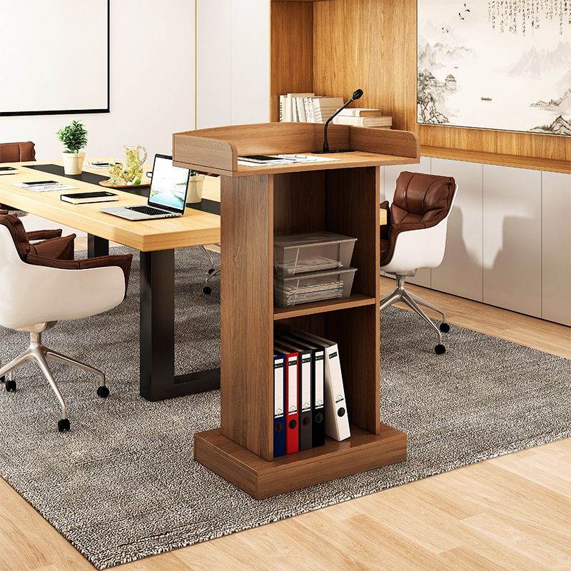 Podium wooden surface lecture desk modern minimalist classroom teacher lecture desk standing broadcasting host MC desk