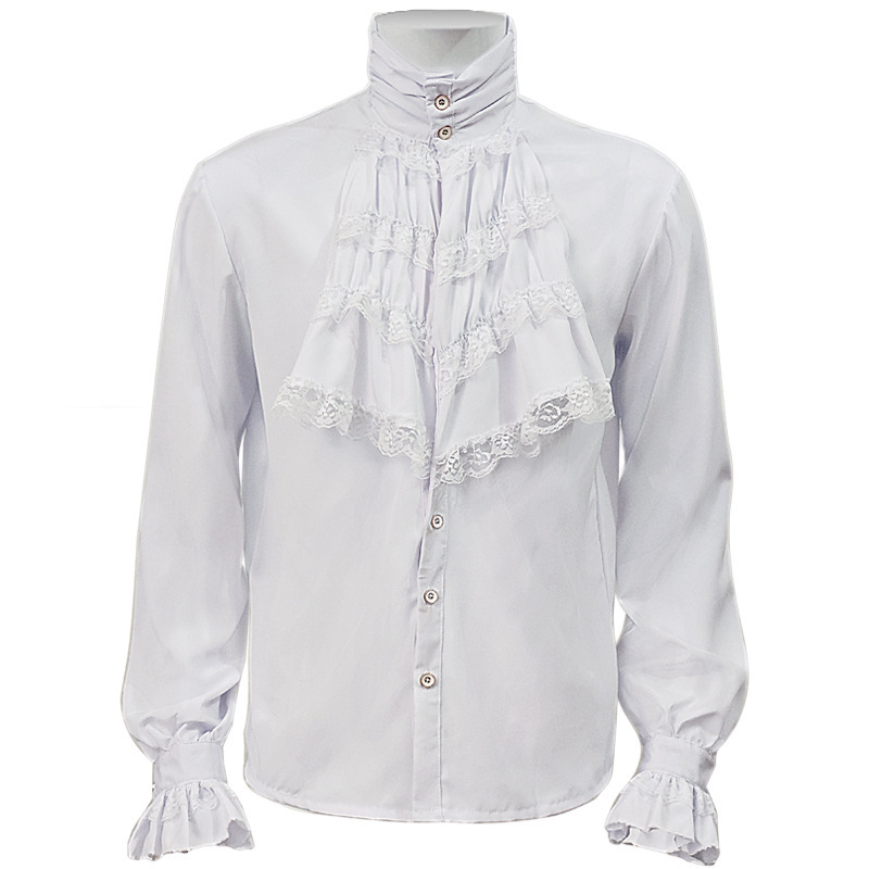 Stand Collar Long Sleeve Lace Patchwork European and American Tops Gothic Ruffled Stand Collar Long Sleeve Lace Patchwork Shirts Stand Collar Long Sleeve Lace Patchwork European and American Tops Gothic Ruffled Stand Collar Long Sleeve Lace Patchwork Shirts