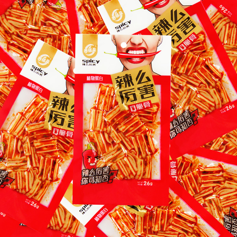 春福盈辣么厉害脆骨粉皮辣条香辣麻辣凉皮豆制品零食小吃辣片批发