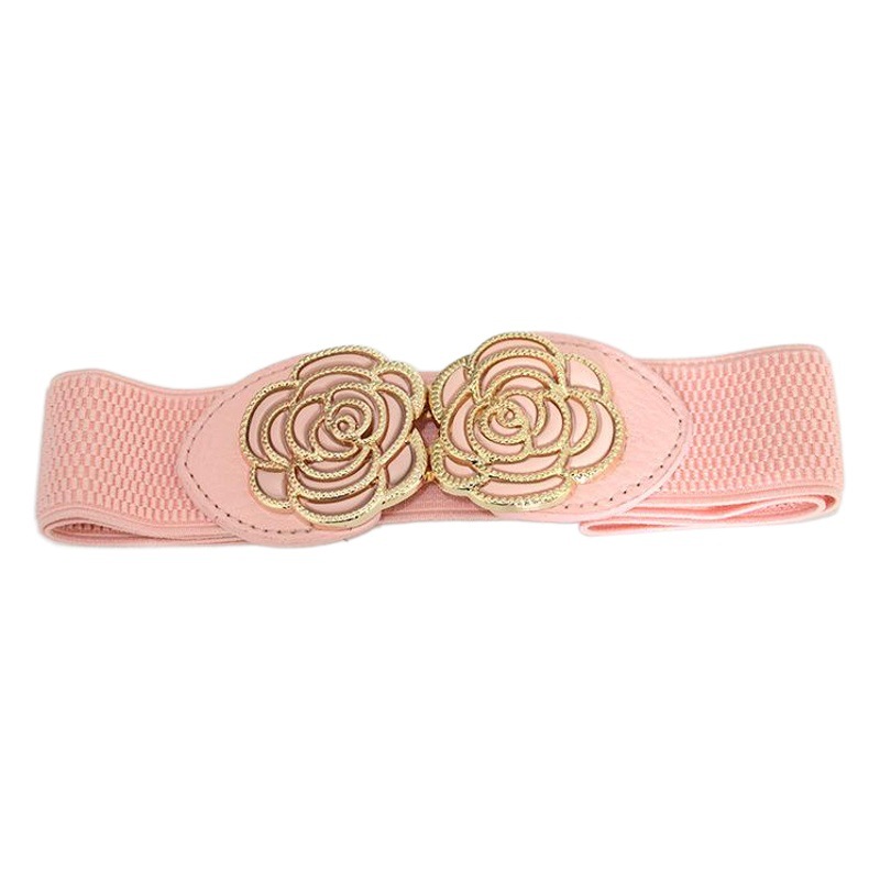 Estilo coreano de las nuevas mujeres pequeño sello de cintura de moda decorativa banda elástica flor hebilla cintura sello de cintura con falda abrigo en stock