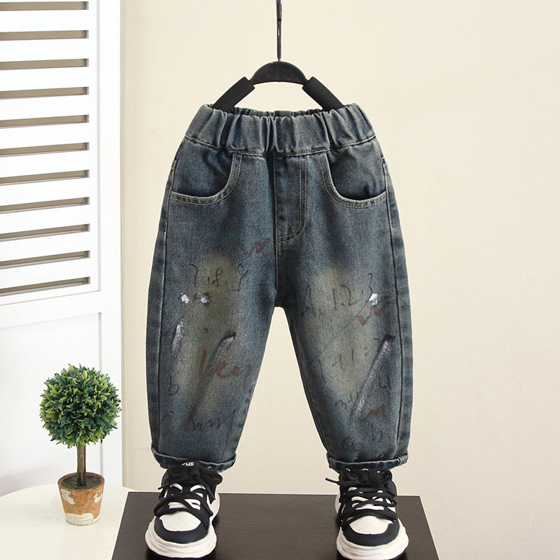 6128 niños ropa de otoño graffiti jeans 2025 nuevo estilo otoño estilo occidental niños pantalones coreanos bebé primavera y otoño marea image 7
