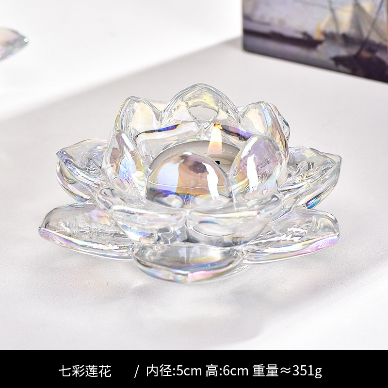 工場製ガラス蓮の花燭台 結婚式のお祝い燭台飾り クリスマス 家庭用祭典ガラス透明燭台|undefined