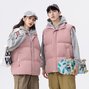 Autumn and winter new fashion trend for men and women with the same couple cotton vest fleece-lined thick warm vest leisure all-match factory