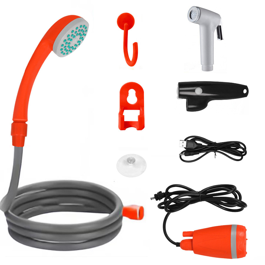 Ducha de coche portátil ducha al aire libre USB inalámbrico de doble uso ducha de baño de camping transfronterizo Inglés