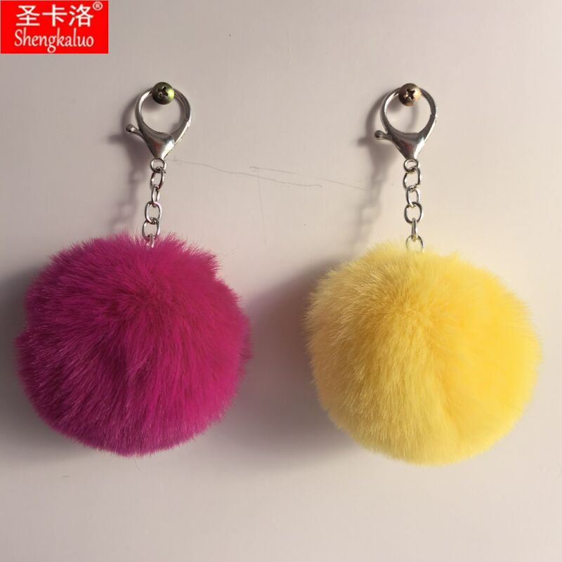 Cross-border exclusive for 8cm imitation rex rabbit fur ball keychain pendant accessories fur ball pendant bag accessories wholesale