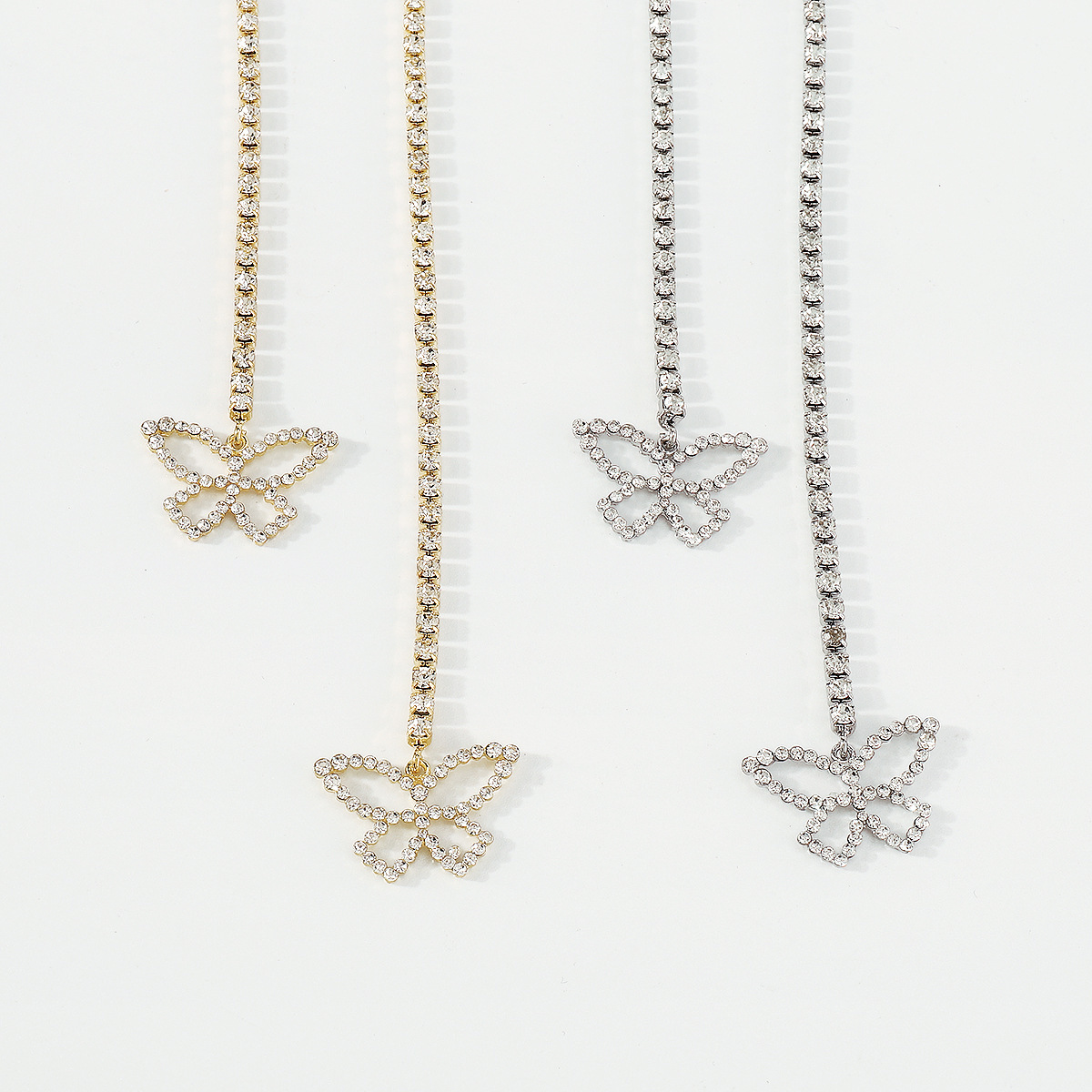 Sweet Butterfly Alloy Plating Rhinestones Womenu0027S Pendant Necklace