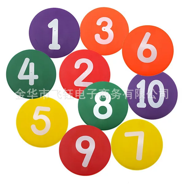 Kindergarten Flat Digital Sign Disc, Round Marker, Football Training Sign Disc, Obstacle Ball 23cm 9inch