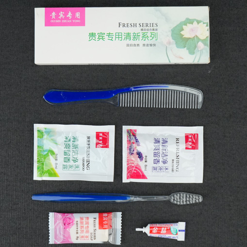 使い捨てバスアメニティのフルセット、6 in 1 トラベルエッセンシャル、ホテルとB&Bの使い捨て歯ブラシと歯磨き粉セット|undefined