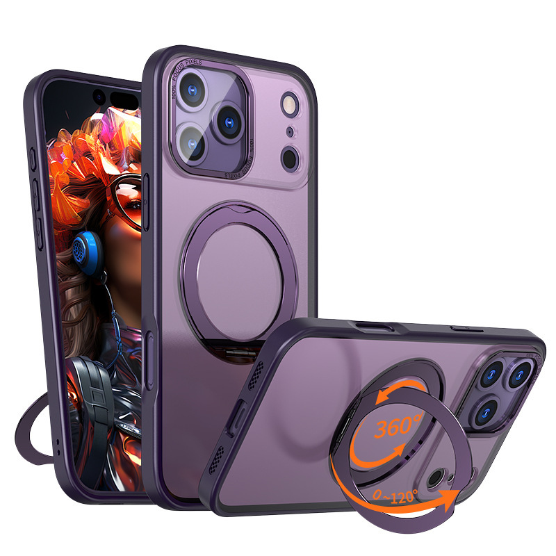 iPhone17promax用スマホケース、スタンド付き、マグネット式、360度回転、16pro用、マットな肌触り、耐衝撃、15対応|undefined