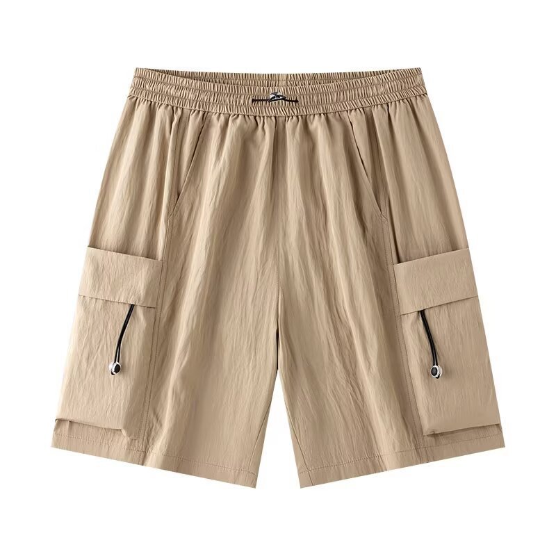 Cargo Shorts Men's Summer Ice Silk Loose Korean Style Multi-Pocket Trendy Casual Outerwear Sports Thin Five-Point Shorts