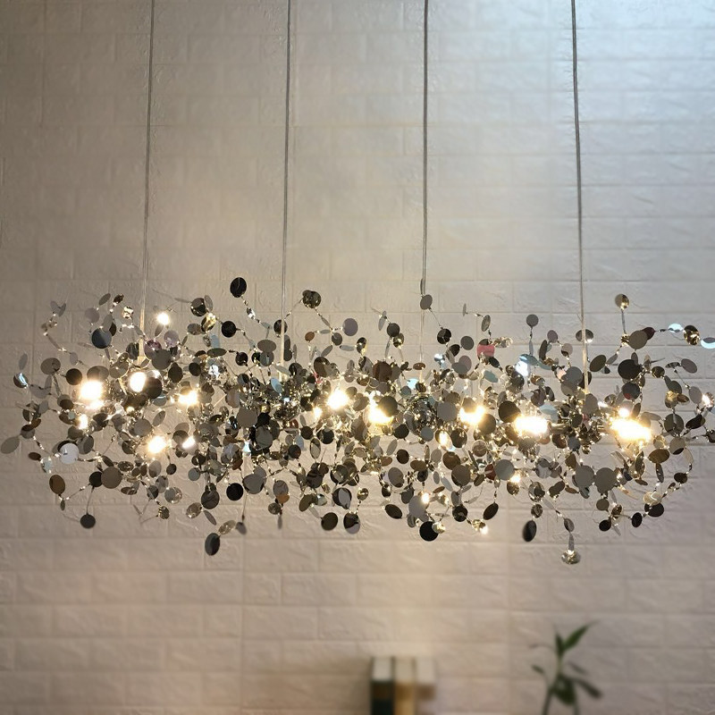 Stainless Steel Leaf Pendant Lamp for Living Room and Store