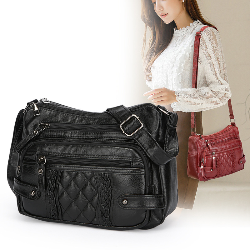 Middle-aged mother messenger bag multi-pocket bag women's fashionable all-match high-end leisure travel shoulder bag mother bag Middle-aged mother messenger bag multi-pocket bag women's fashionable all-match high-end leisure travel shoulder bag mother bag
