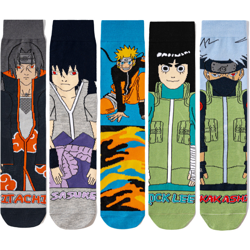 Men's 2023 four seasons animation factory socks wholesale men's socks Naruto women's casual Amazon ins foreign trade socks