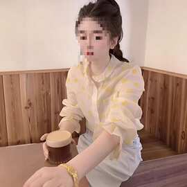 法式木耳边波点衬衫女款2026新款夏季高级感宽松薄款防晒衬衣上衣