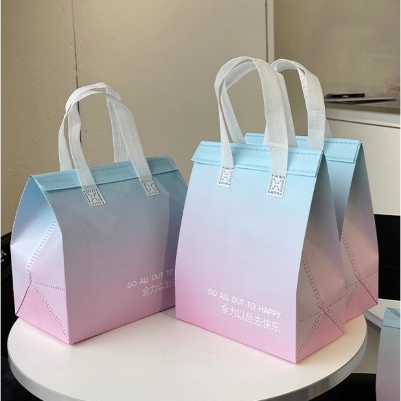 一次性奶茶保冷打包带蛋糕烘焙保温袋外卖专用包装手提袋加厚加印