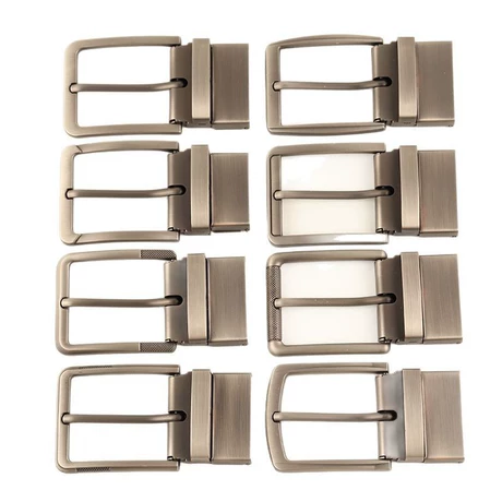 Khóa kim hai mặt 4,0 cm mới, khóa dây lưng thường ngày xoay, đầu khóa đục lỗ