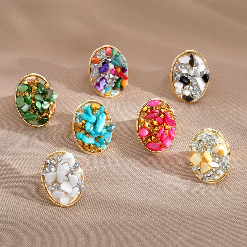 Ring with stone, metal zirconium, accessory, boho style