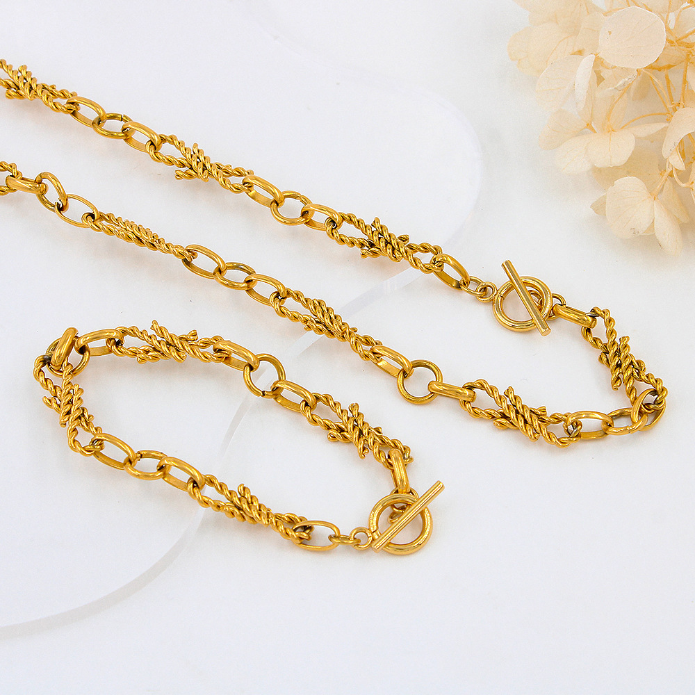 Bracelets, Necklace Classification 1 Piece Quantity Daily Occasion Punk Solid Color Stainless Steel Plating Bracelets Necklace 1 Piece