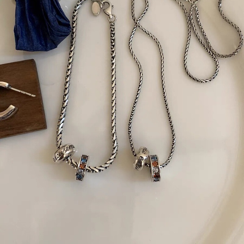 Rainbow Passepartout Necklace Women's Summer Transfer Bead Pendant Light Luxury All-match Niche High-end Retro Necklace Bracelet