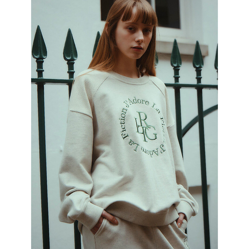 【Clearance Bargain】Pure Cotton Color-Block Print Top Two-Piece Set Casual Women's Crew Neck Long Sleeve Sweatshirt and Sweatpants Set