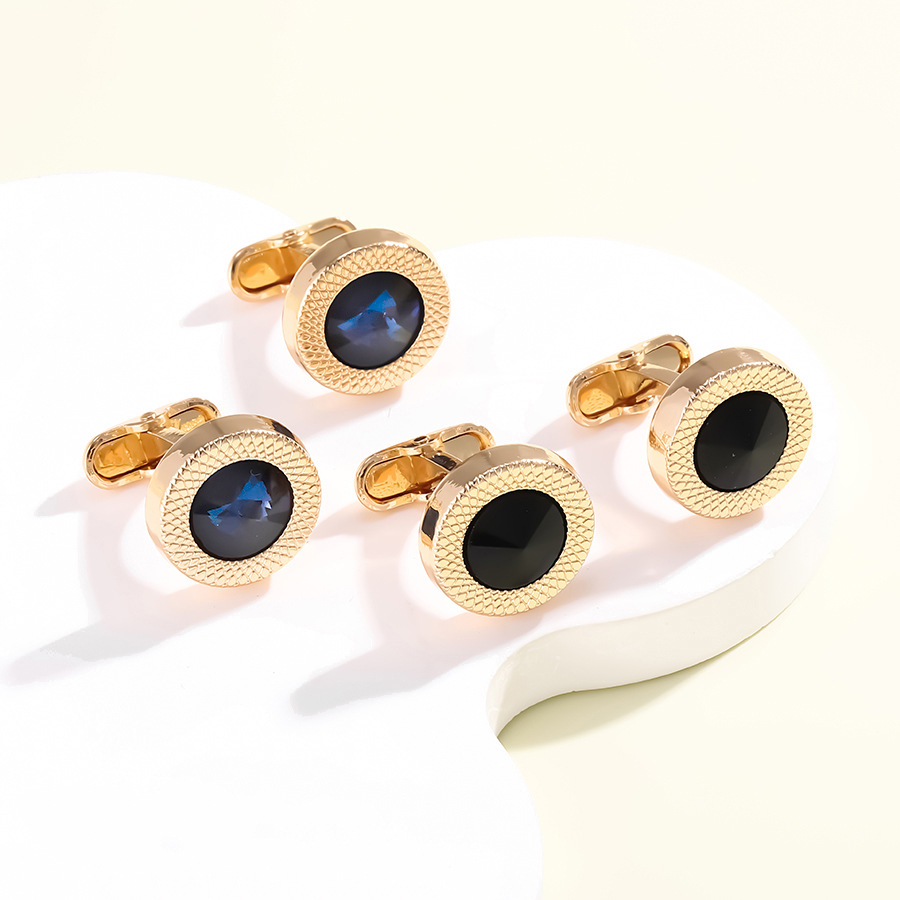 Neue runde diamant kristall manschettenknöpfe mode Französisch business hemd_voghion.com