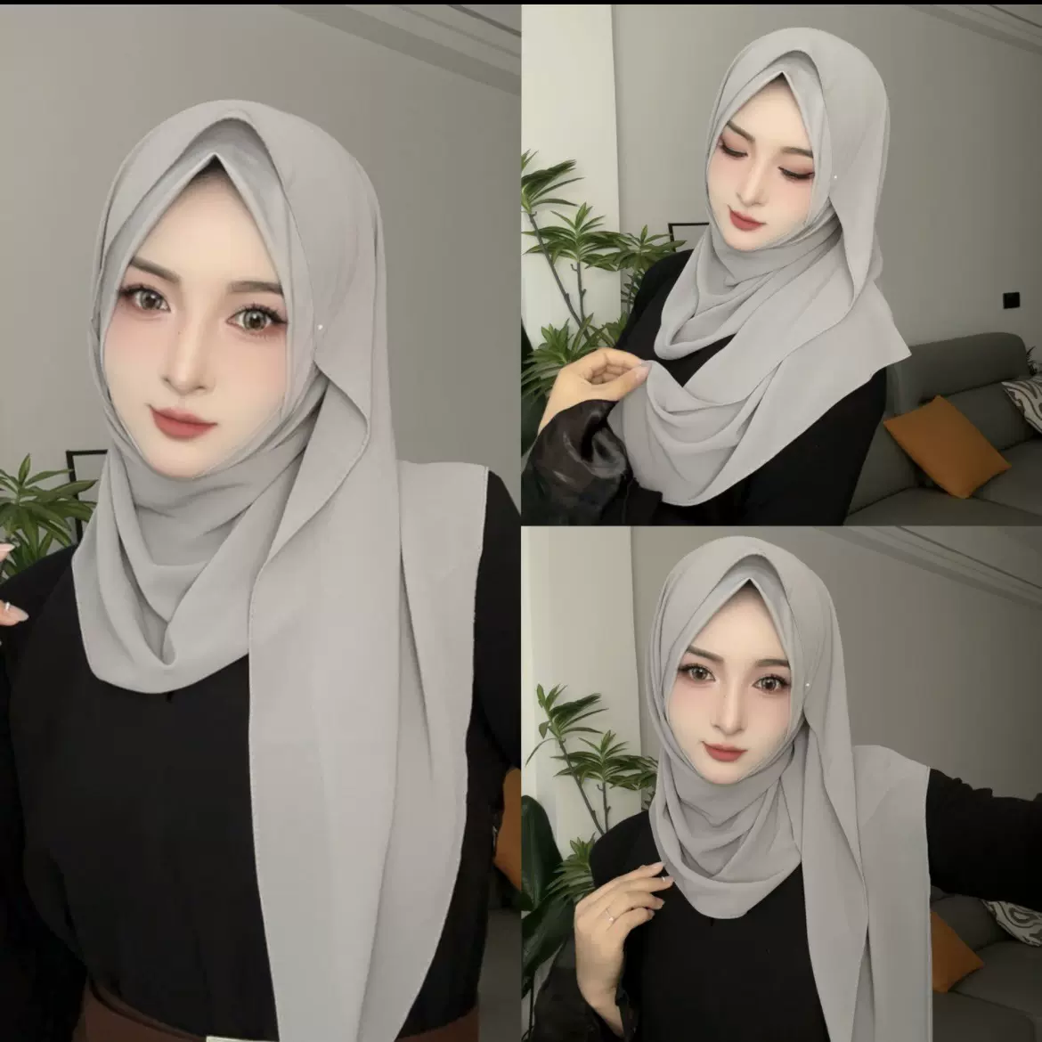 现货头巾女款纱巾盖头高级感马来西亚民族头巾双色拼接阿拉伯包头