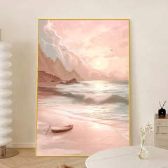奶油風海景客廳裝飾畫肌理畫高級感大幅落地畫玄關掛畫臥室牆壁畫