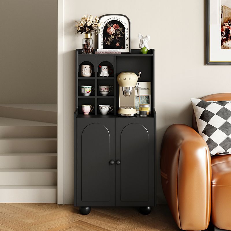 French Light Luxury Black Solid Wood Sideboard Tea Cabinet Small Apartment Living Room Cupboard Sofa Side Cabinet Coffee Machine Cabinet