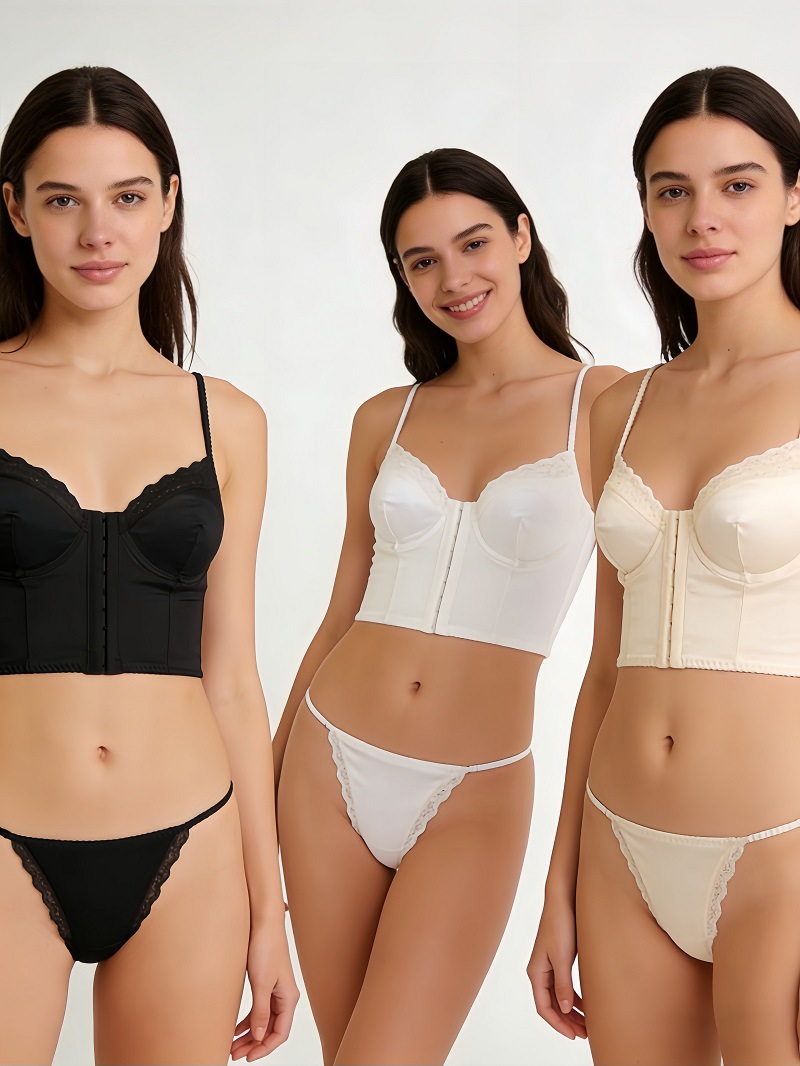 Conjunto de sutiã e calcinha costas nuas estilo boémio cetim_voghion.com