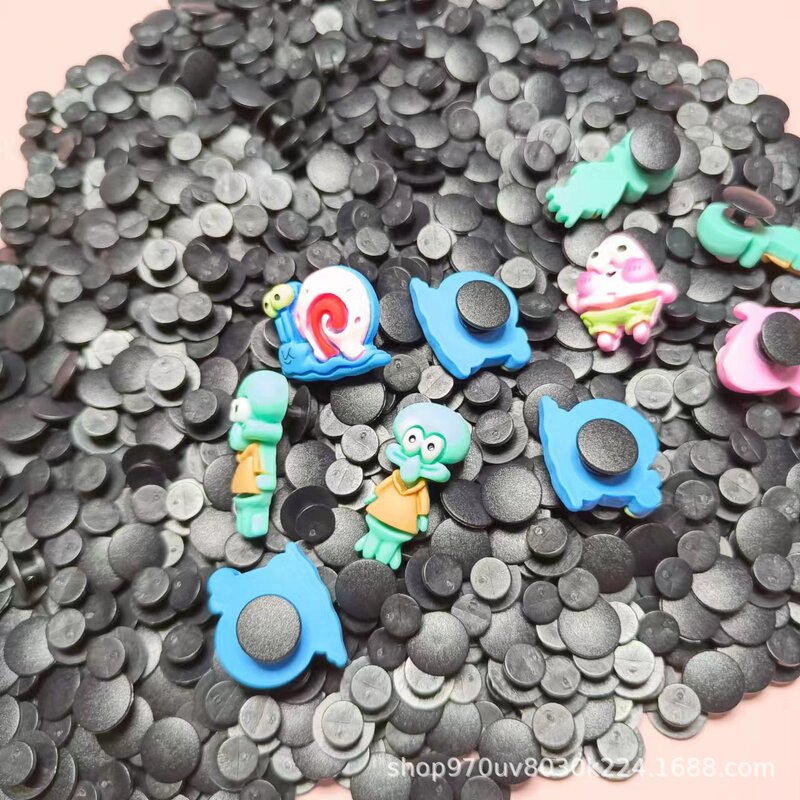 Shoe flower buckle black nylon plastic shoe button hole shoes decorative buckle diy handmade shoe flower base buckle round