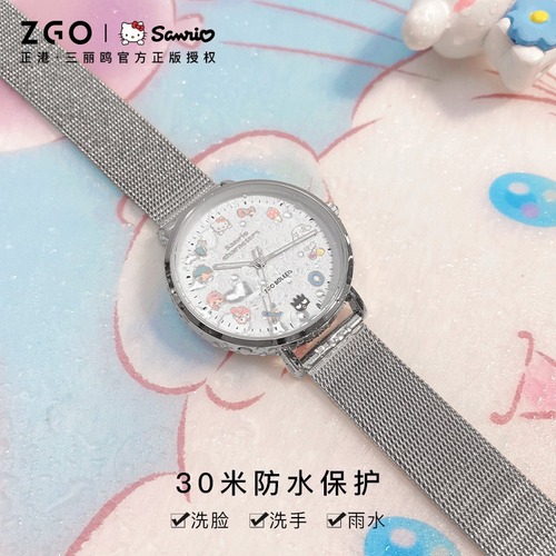 Sanrio co-branded watch for girls, middle and high school students, simple casual Hello Kitty watch, luminous waterproof quartz watch