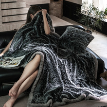 高端秋冬仿狐狸毛毛毯加厚保暖外贸跨境批发金狐绒盖毯空调毯子沙