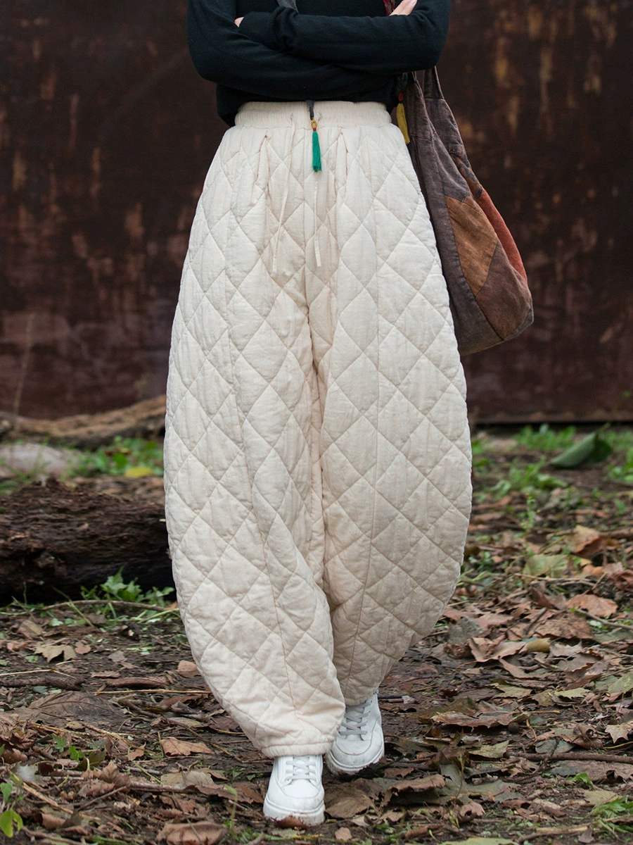 Зимние стеганые брюки oversize, увеличенная толщина, . Цвета: нат. лен, зелёный, чёрный, фуксия. Размер: средний