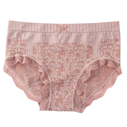 Graphene Seamless Breathable Lace Mid-waist No Size Large Size Hip Lifting Belly Controlling Women's Briefs Underwear for Women