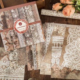 Momo lace museum series Material paper book European retro patchwork floral lace Journal decorative patchwork
