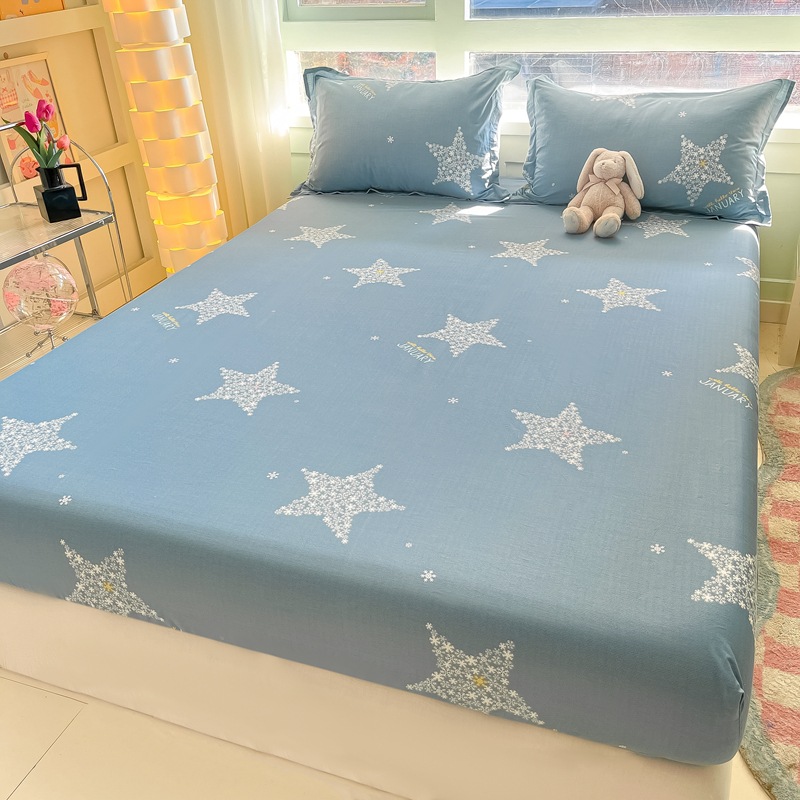 Sombrilla de cama de algodón pieza individual 100 algodón dormitorio de estudiantes colchón individual funda protectora funda de cama funda de almohada juego de tres piezas 2