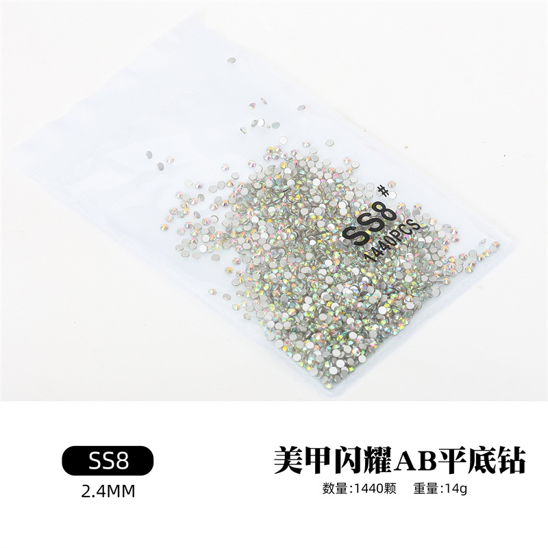 Accesorios de uñas diamante plano transparente AB diamante uñas taladro DIY decoraciones oro inferior plata inferior calidad rhinestone color mezclado diamante